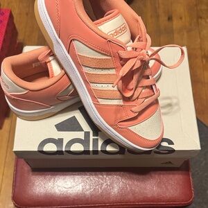 Adidas Coral and Cream Sneakers